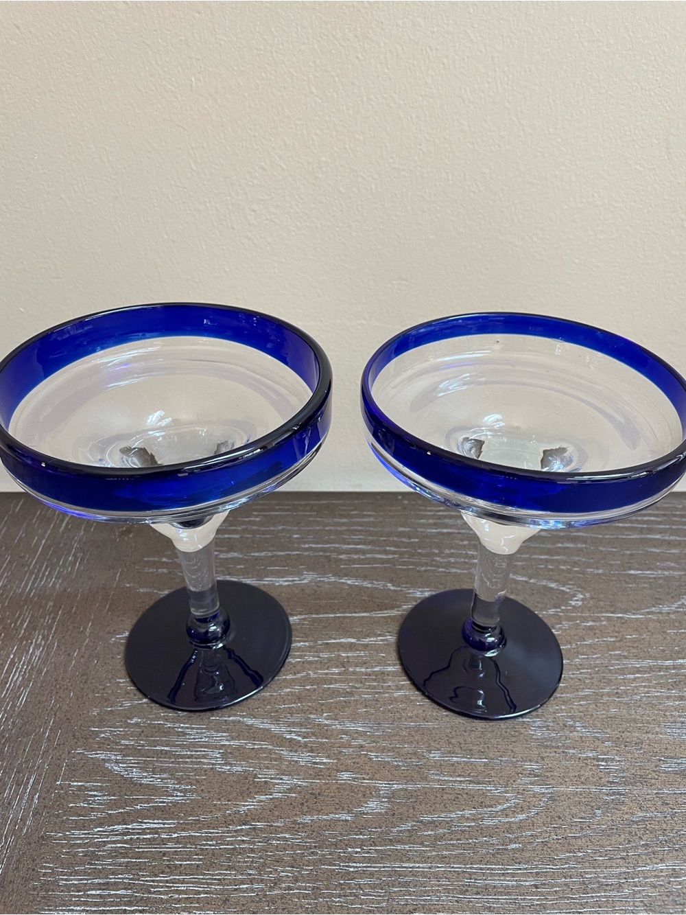 🏝️🍹NEW! Set of 2 Cobalt Blue Rim Margarita Glasses🍹🏝️